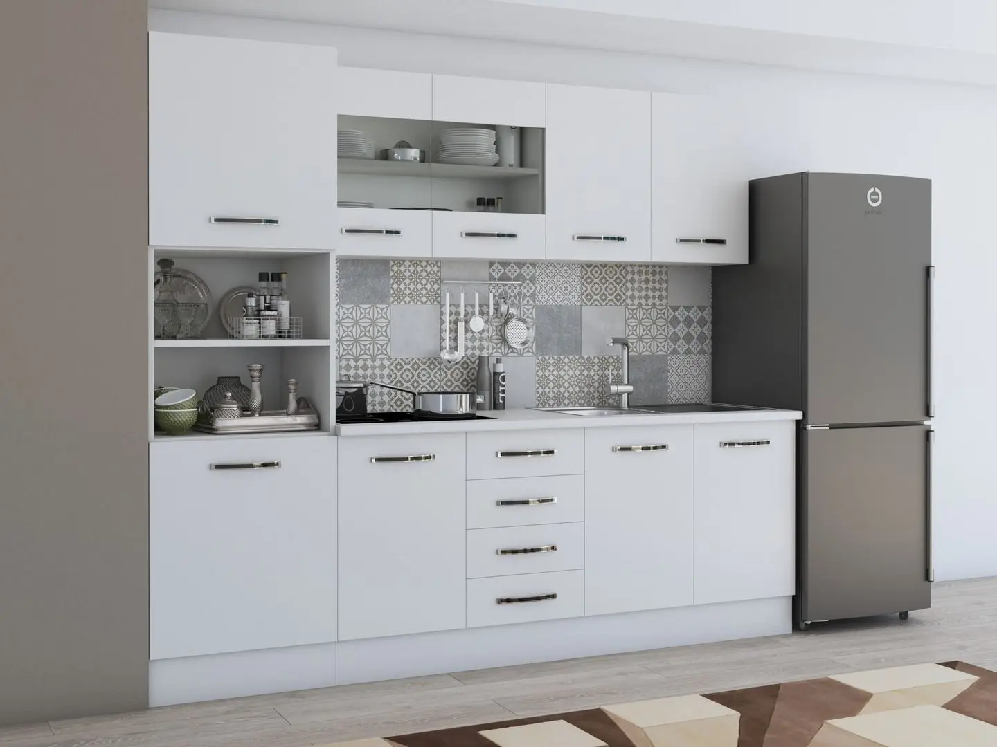 Bucatarie Ideal Mobila Karina 2.2m (White)