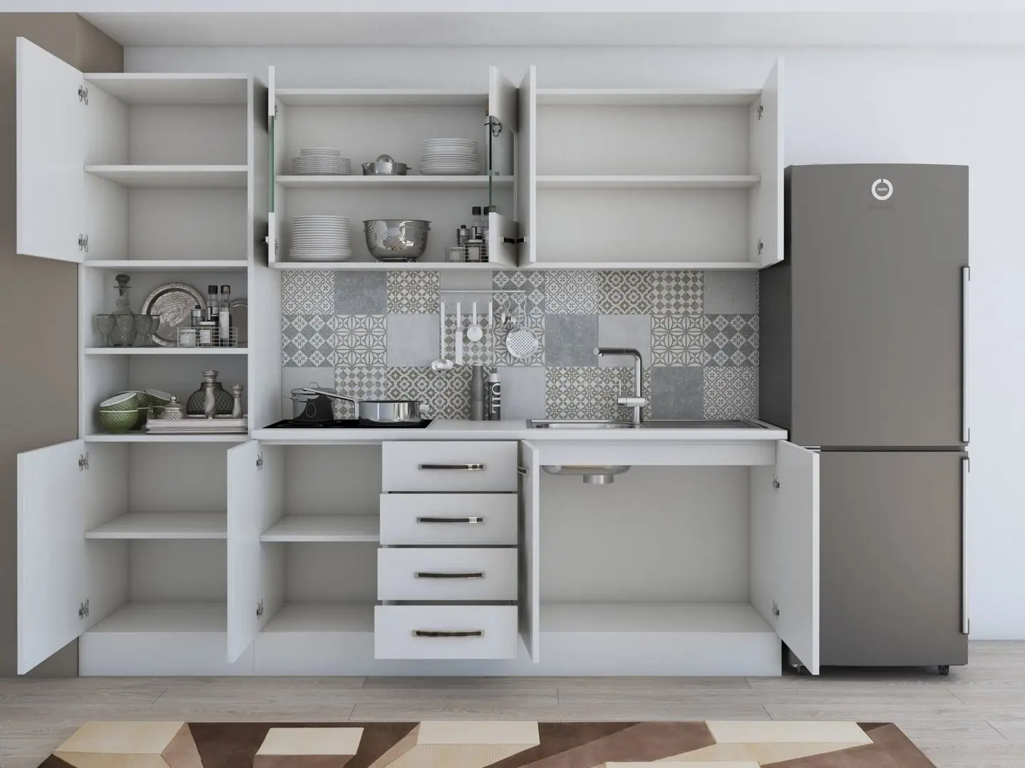 Bucatarie Ideal Mobila Karina 2.2m (White)