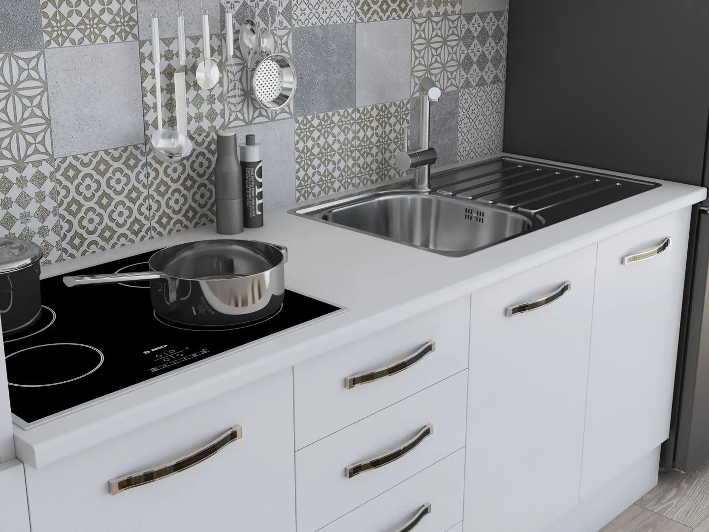 Bucatarie Ideal Mobila Karina 2.2m (White)