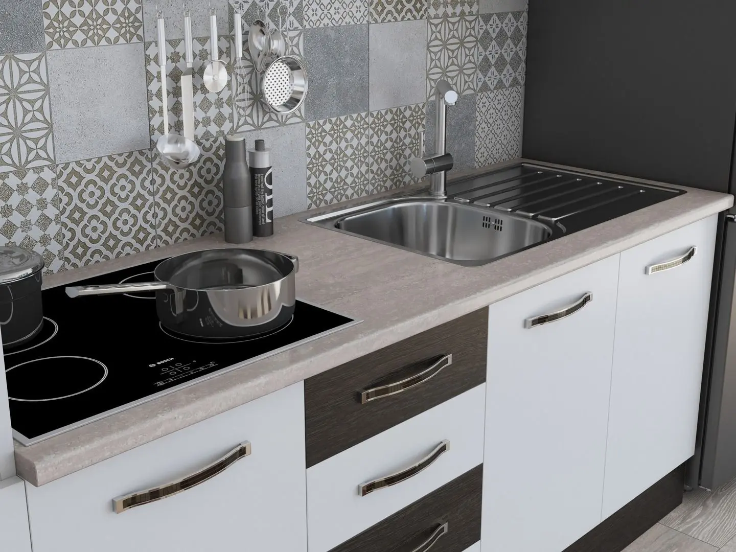 Bucatarie Ideal Mobila Karina 2.2m (White/Wenge) - 4