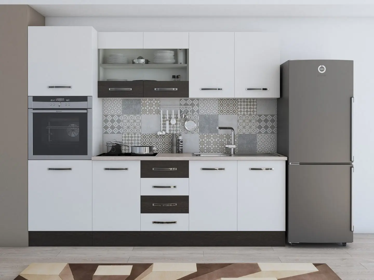 Bucatarie Ideal Mobila Karina 2.2m (White/Wenge)