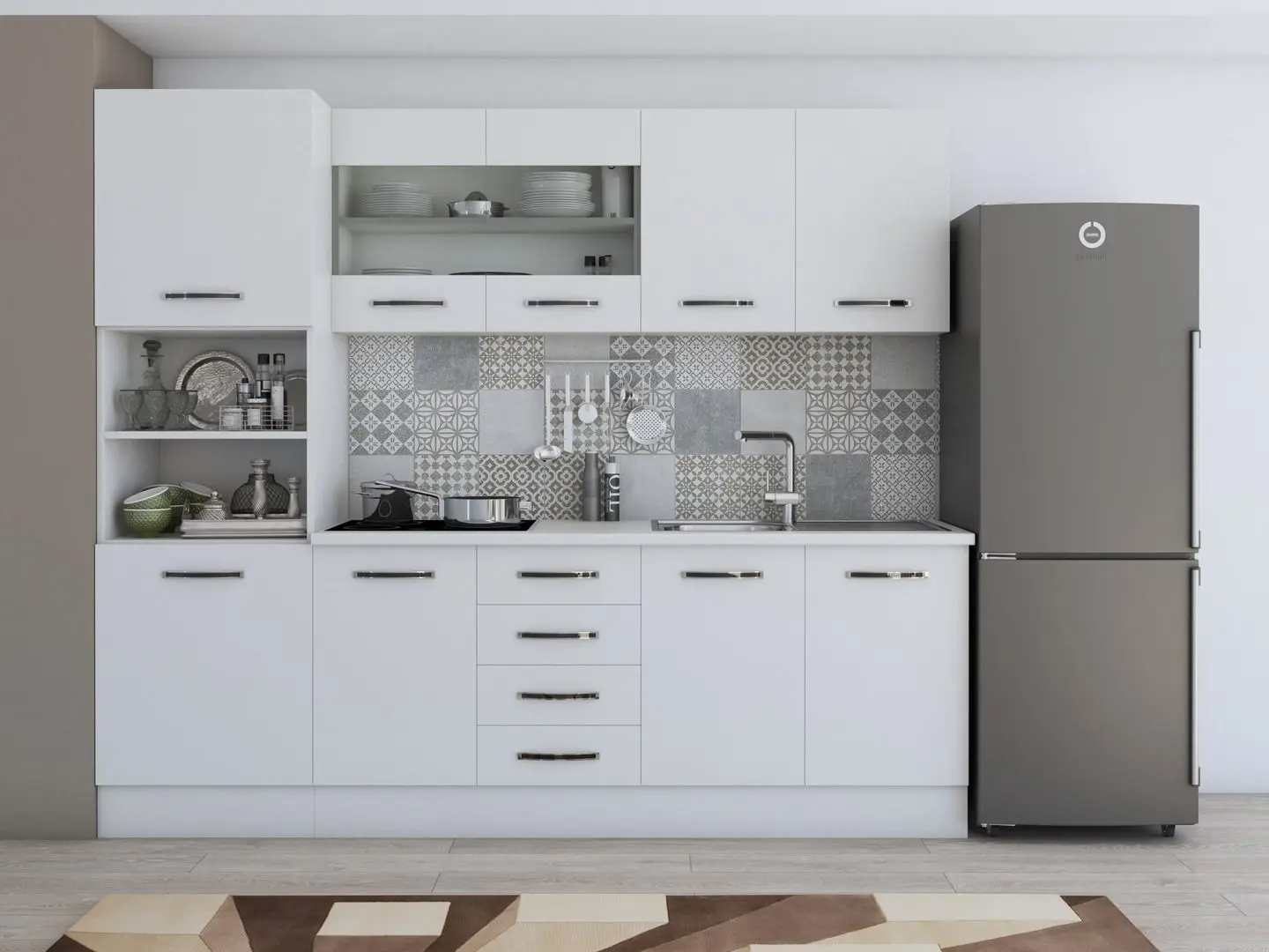 Bucatarie Ideal Mobila Karina 2.2m (White)