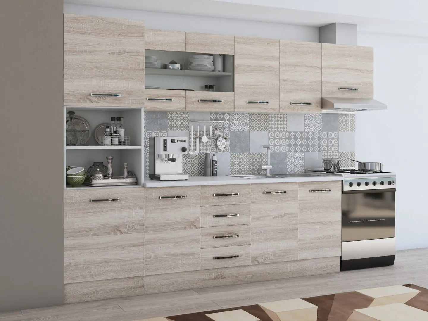 Bucatarie Ideal Mobila Karina 2.8m (Sonoma Oak/White) - 3