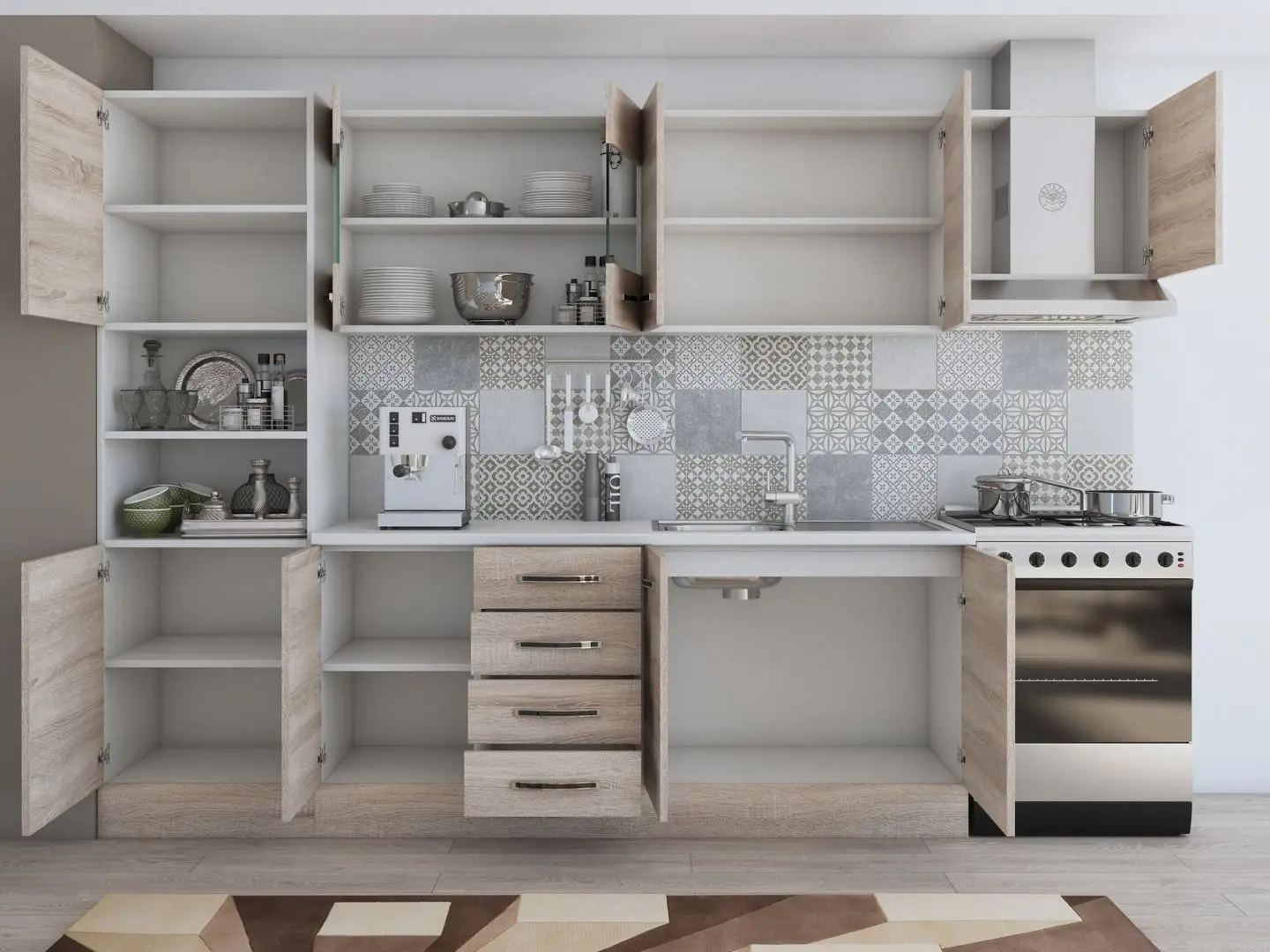 Bucatarie Ideal Mobila Karina 2.8m (Sonoma Oak/White) - 5