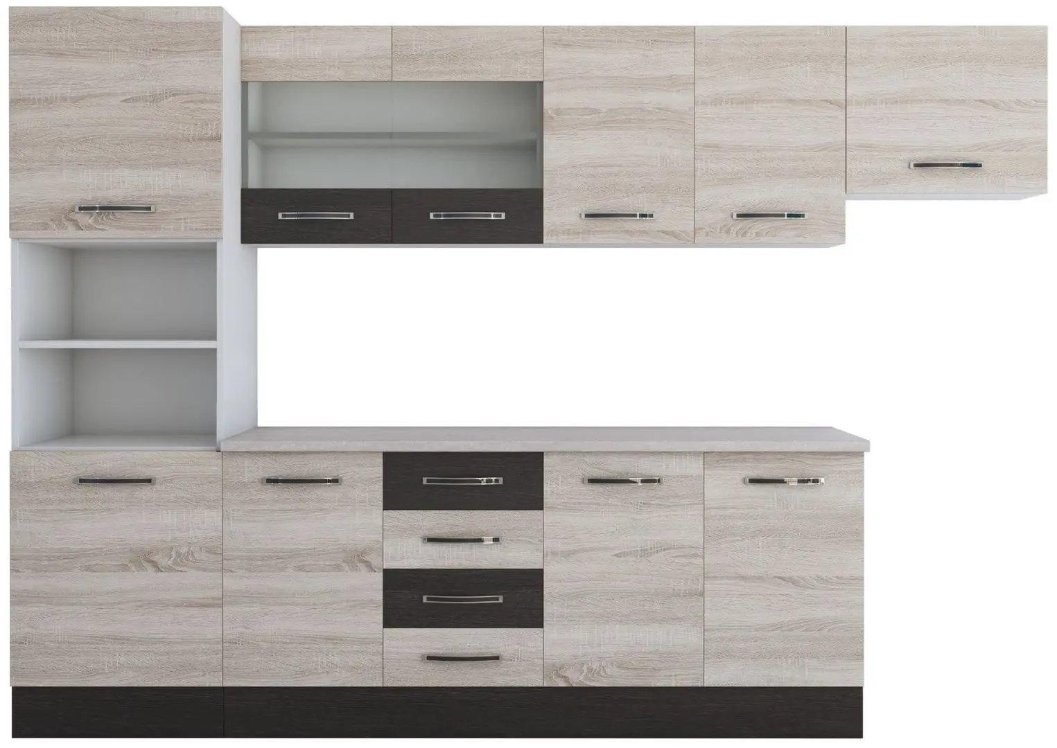 Bucatarie Ideal Mobila Karina 46801 2.8m (Sonoma Oak/Wenge/White) - 3