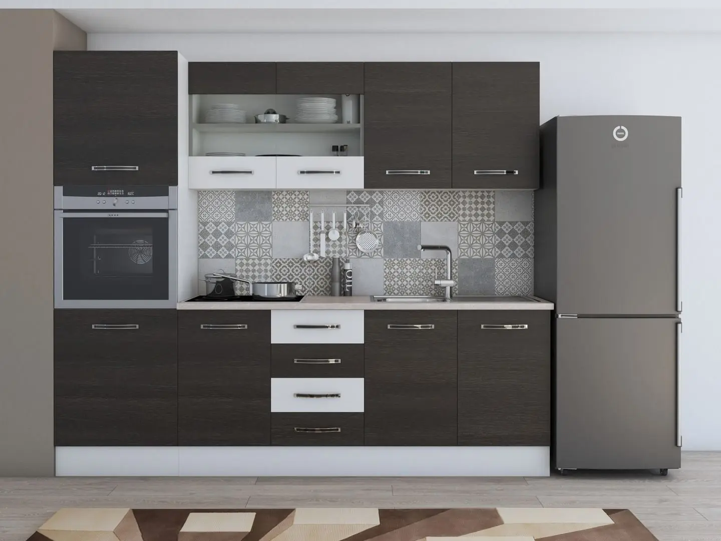 Кухня Ideal Mobila Karina C379 2.2м (Wenge/White) - 2