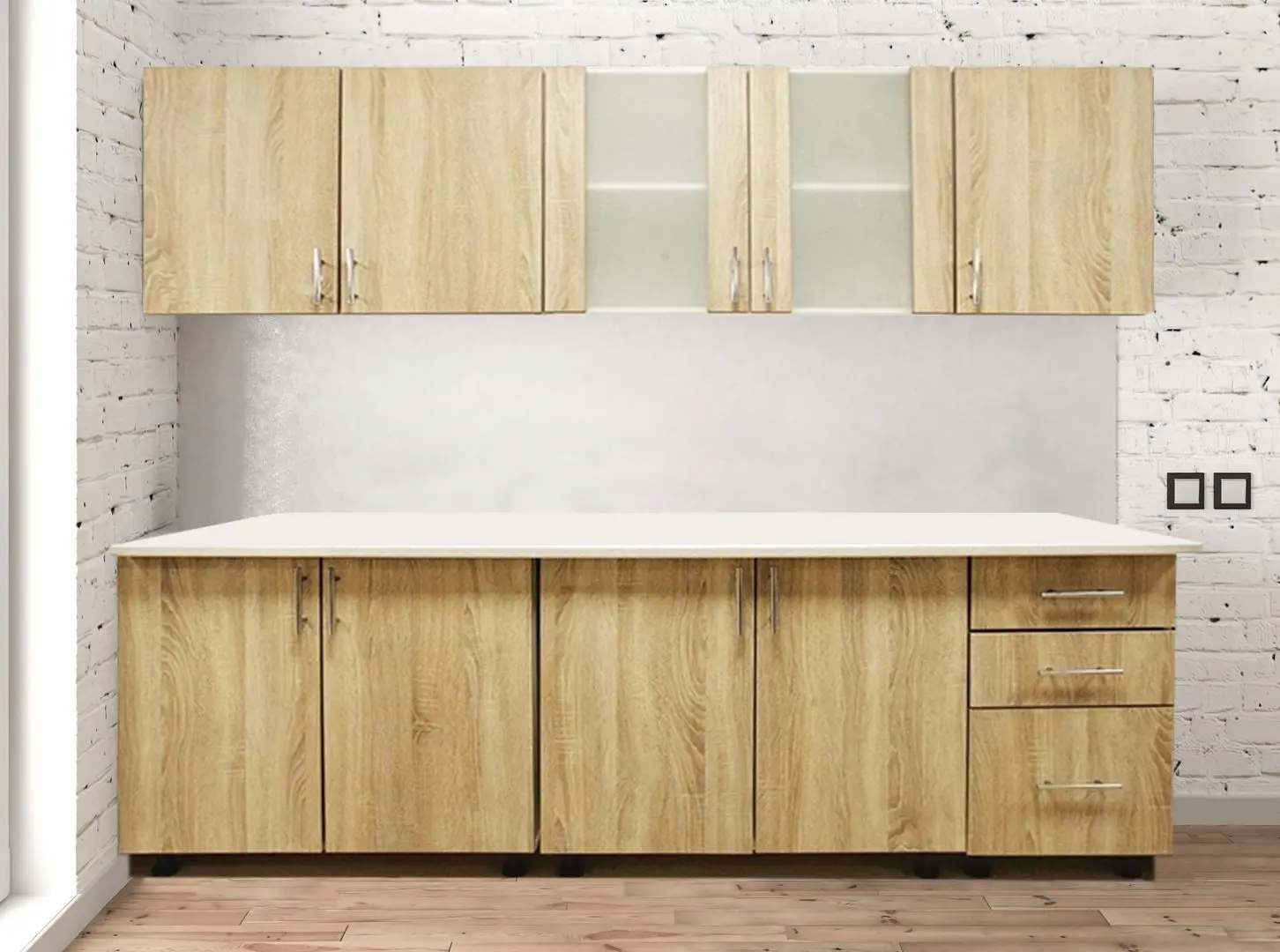 Bucatarie Ideal Mobila Lana 2.0m (White/Sonoma Oak)