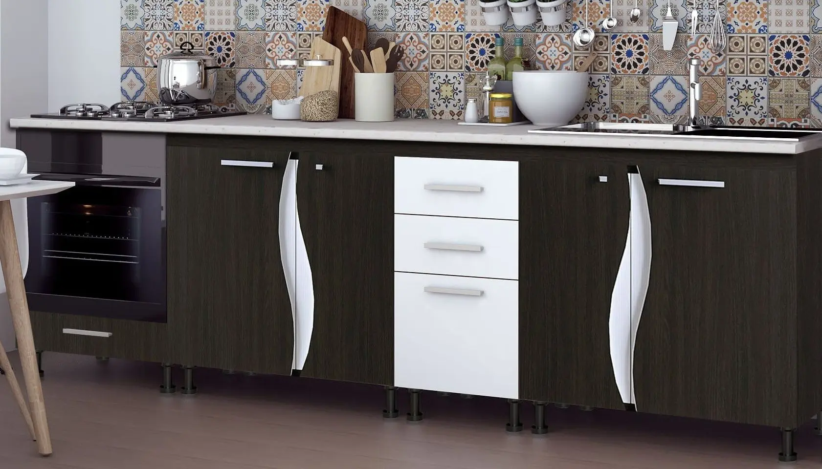 Кухня Ideal Mobila Lorena 2.6м (Wenge/White) - 3