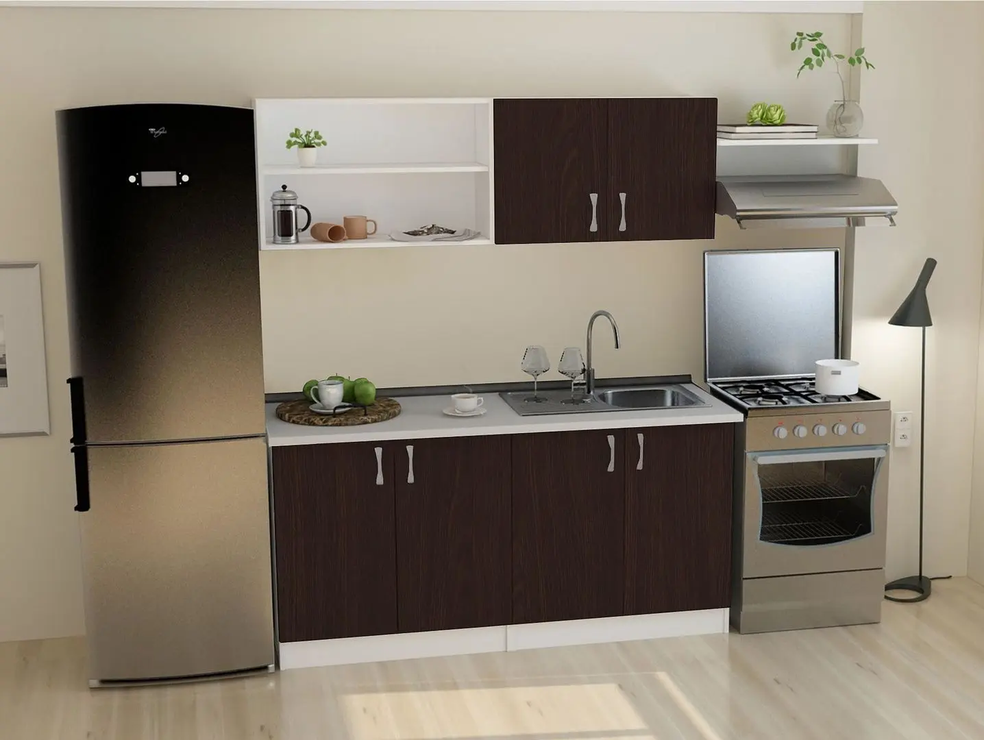 Bucatarie Ideal Mobila Maria 1.6m (White/Wenge)