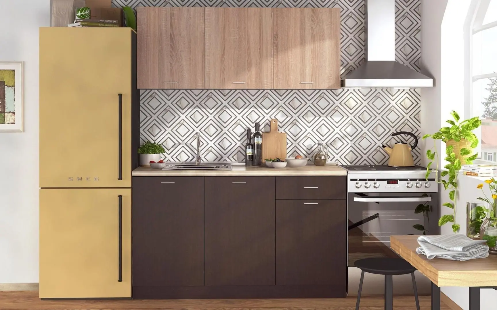 Кухня Ideal Mobila Ombra 1.35м (Wenge/Sonoma Oak)