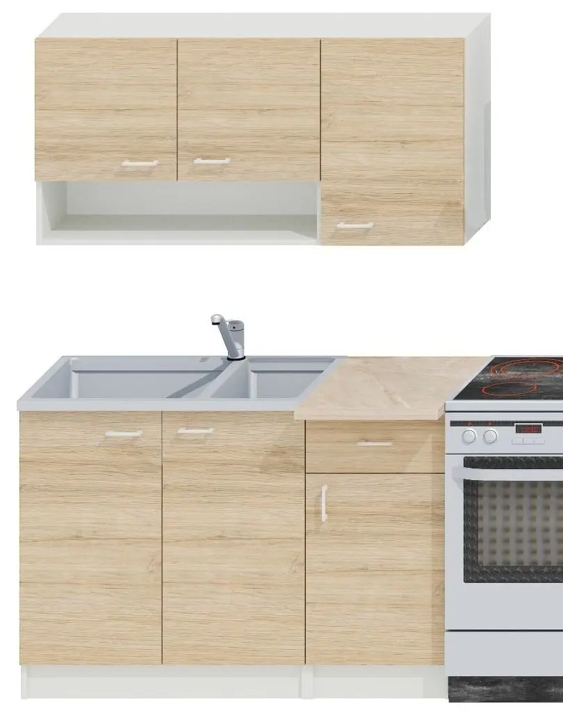 Bucatarie Ideal Mobila Paula 1.2m (White/Sonoma Oak)