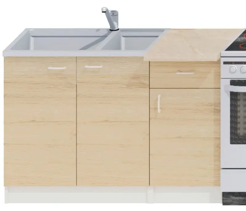 Bucatarie Ideal Mobila Paula 1.2m (White/Sonoma Oak)