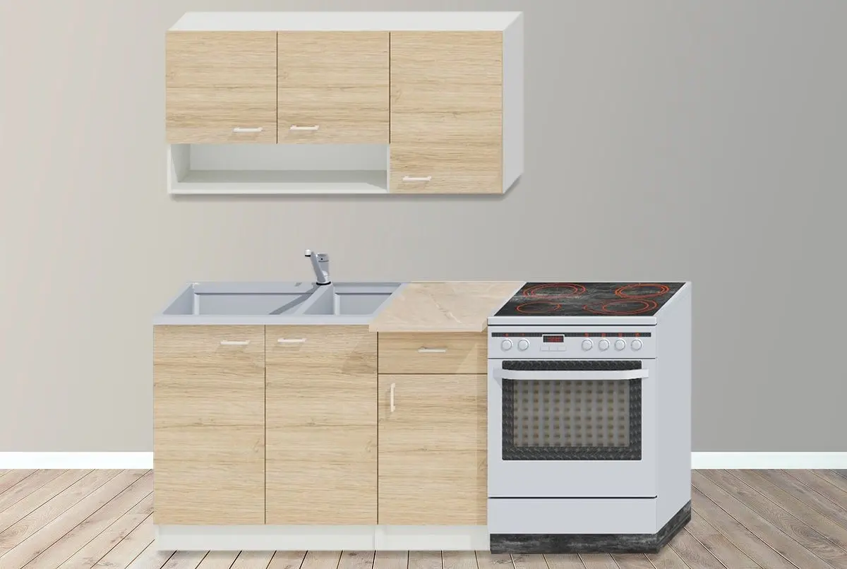 Bucatarie Ideal Mobila Paula 1.2m (White/Sonoma Oak)