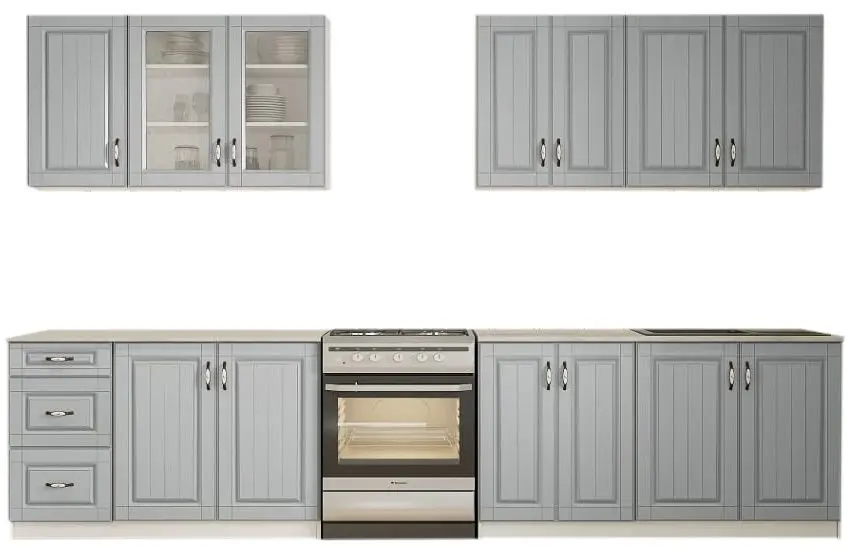 Bucatarie Ideal Mobila Provence 2.6m (White/Blue) - 2