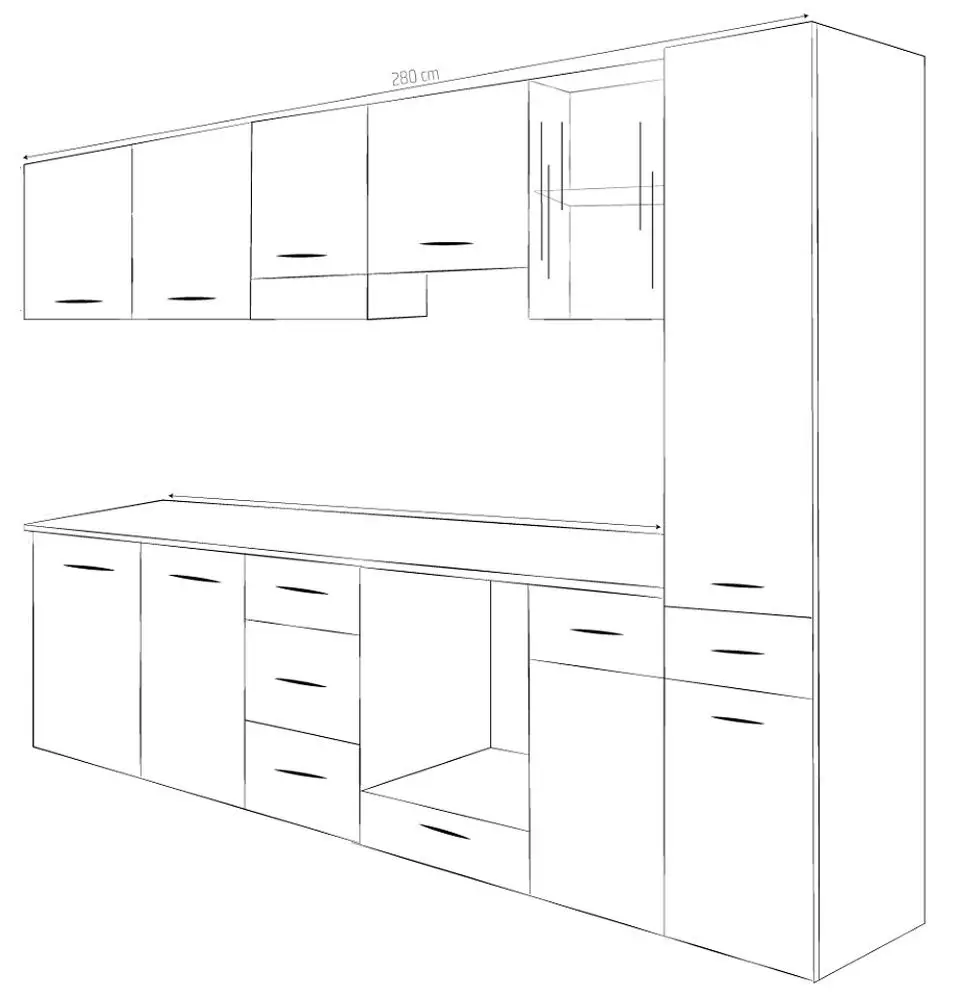 Bucatarie Ideal Mobila Ramona 2.8m (Sonoma Oak/White)