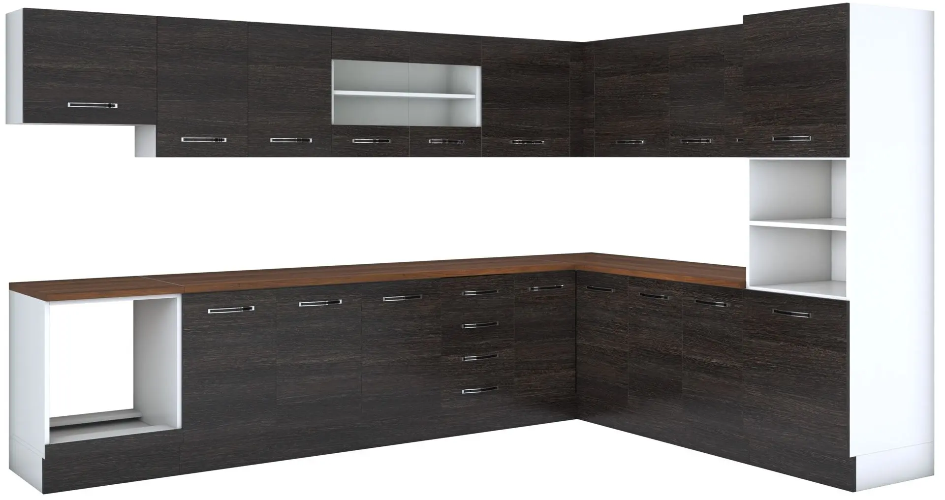 Кухня угловая Ideal Mobila Karina 3.1x2.4м (Wenge/White) - 3