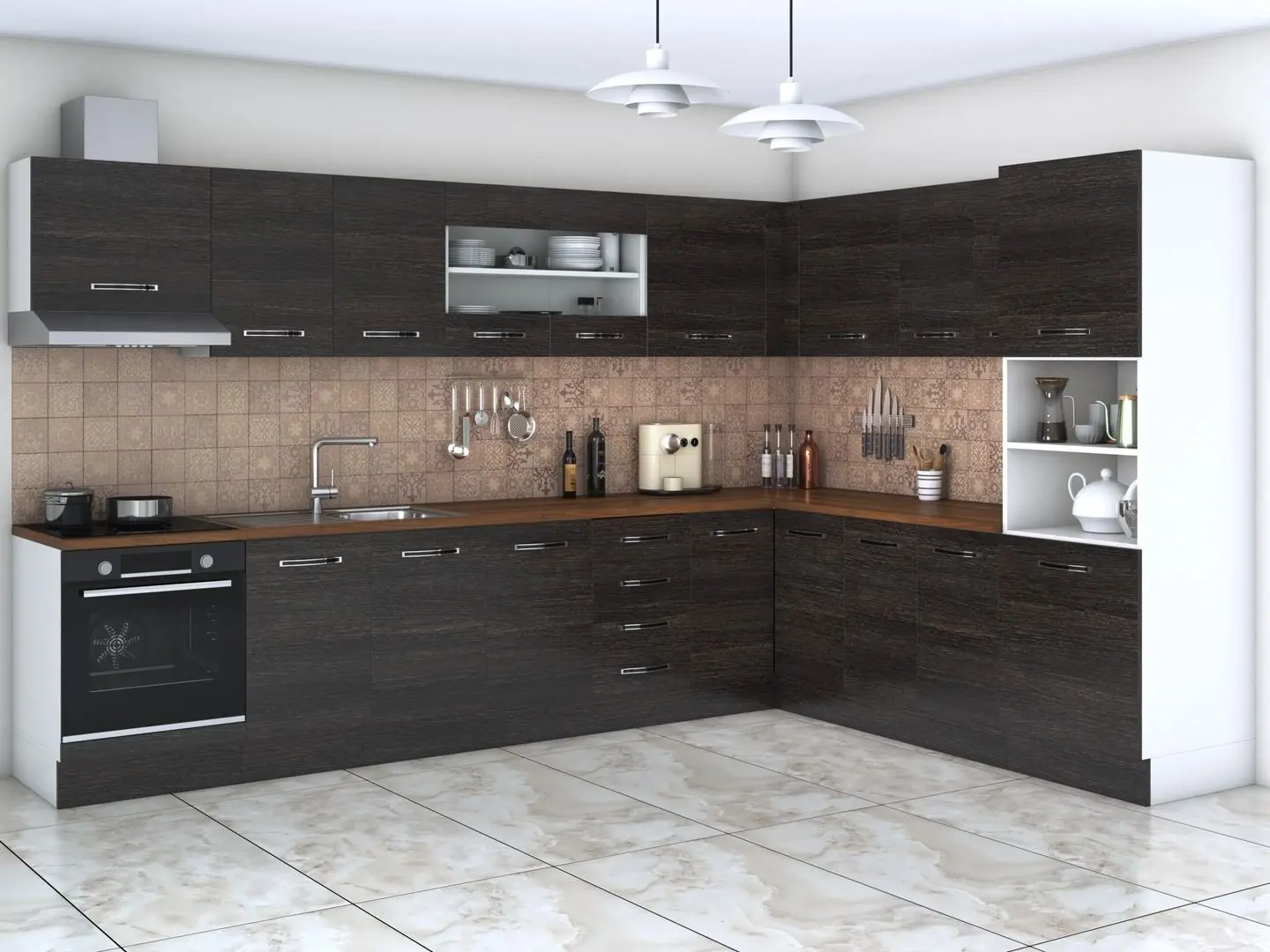 Кухня угловая Ideal Mobila Karina 3.1x2.4м (Wenge/White)