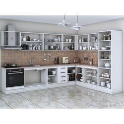 Bucatarie de colt Ideal Mobila Karina 3.1x2.4m (White) Thumb