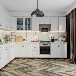 Bucatarie de colt Ideal Mobila Paris C435 2.6m (White) Thumb