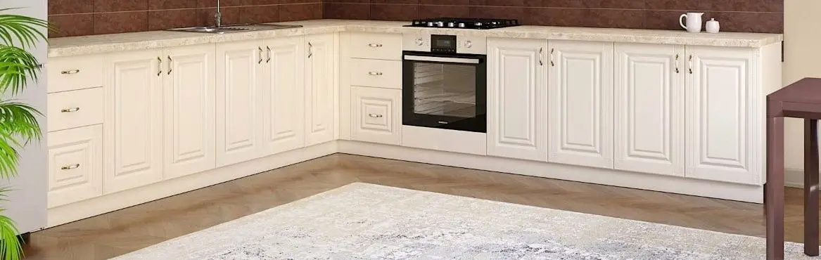 Bucatarie de colt Ideal Mobila Roma 2.0x2.6m (Cream)