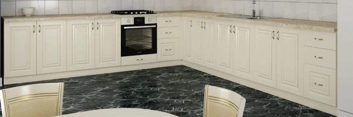 Bucatarie de colt Ideal Mobila Roma 2.6m (Cream)