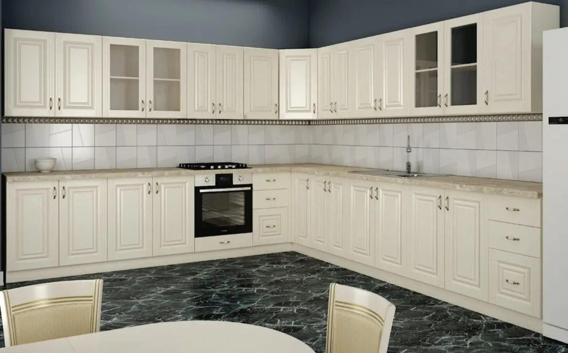 Bucatarie de colt Ideal Mobila Roma 2.6m (Cream)