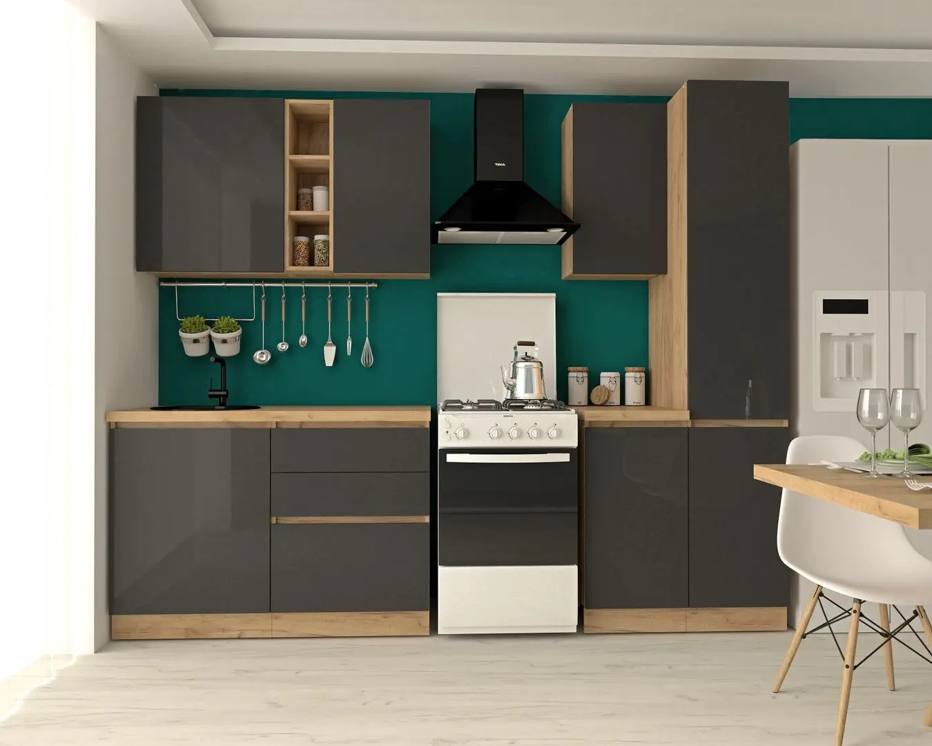 Bucatarie Marcel Prod Chelsea 2.0m (Craft Oak Golden/Anthracite)