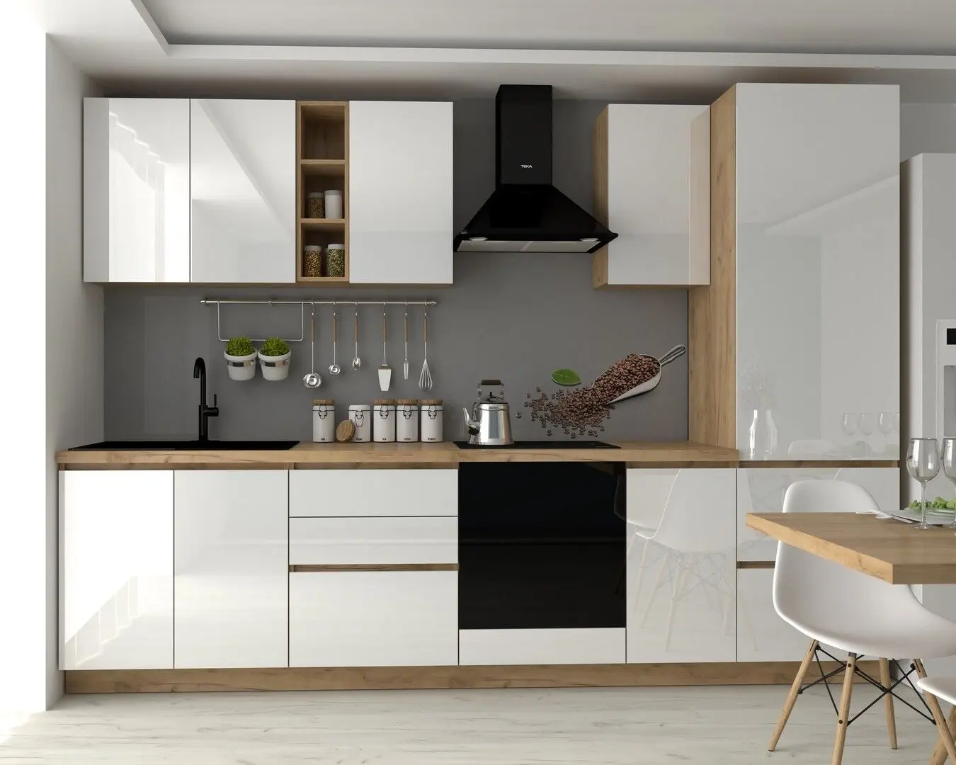 Bucatarie Marcel Prod Chelsea 3m (Craft Oak Golden/White)