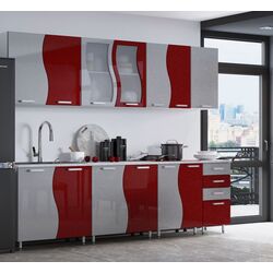 Bucatarie Marcel Prod Cip S 2.6m (Red/Gray)