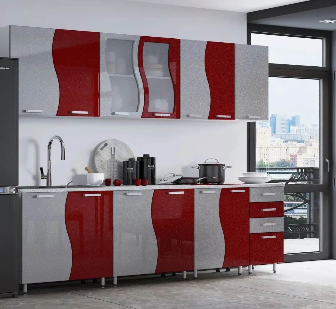 Bucatarie Marcel Prod Cip S 2.6m (Red/Gray)