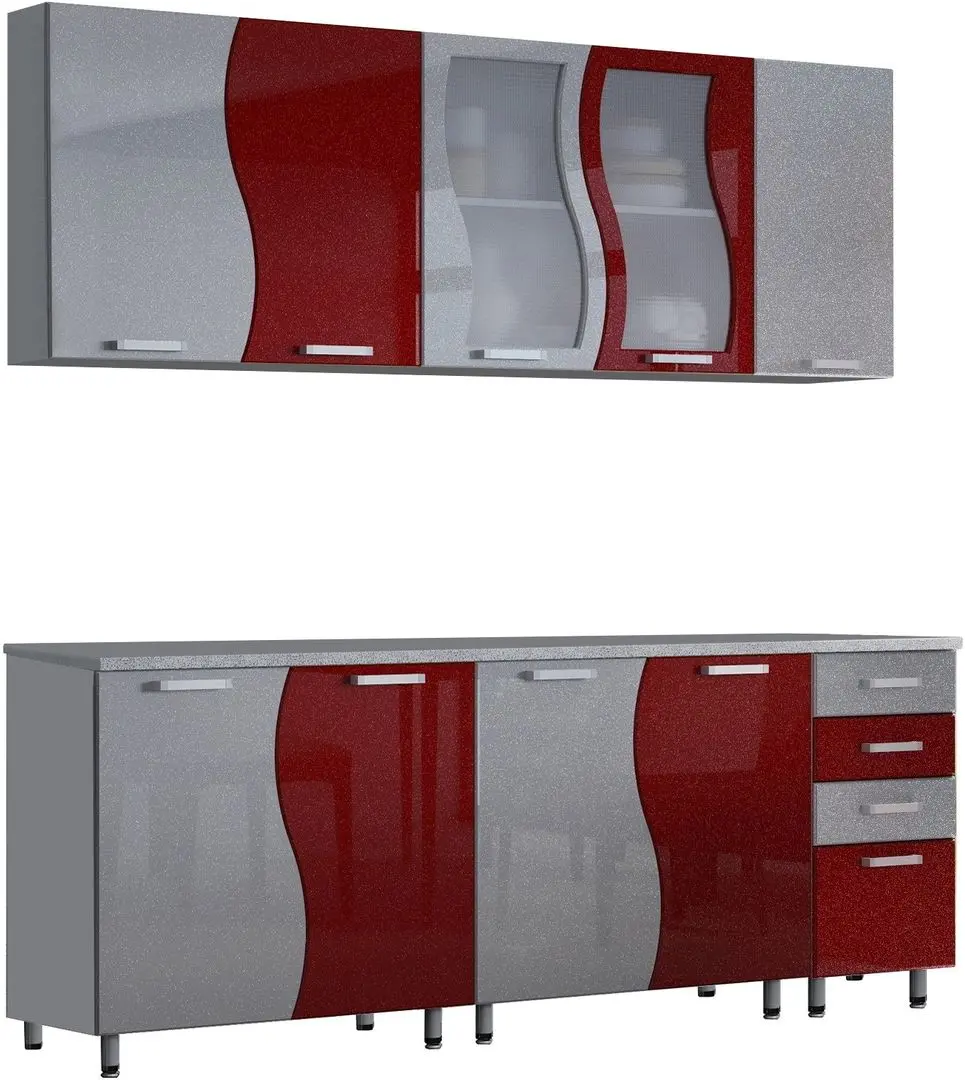 Bucatarie Marcel Prod CIP S 2m (Metallic Red/Metallic Grey)