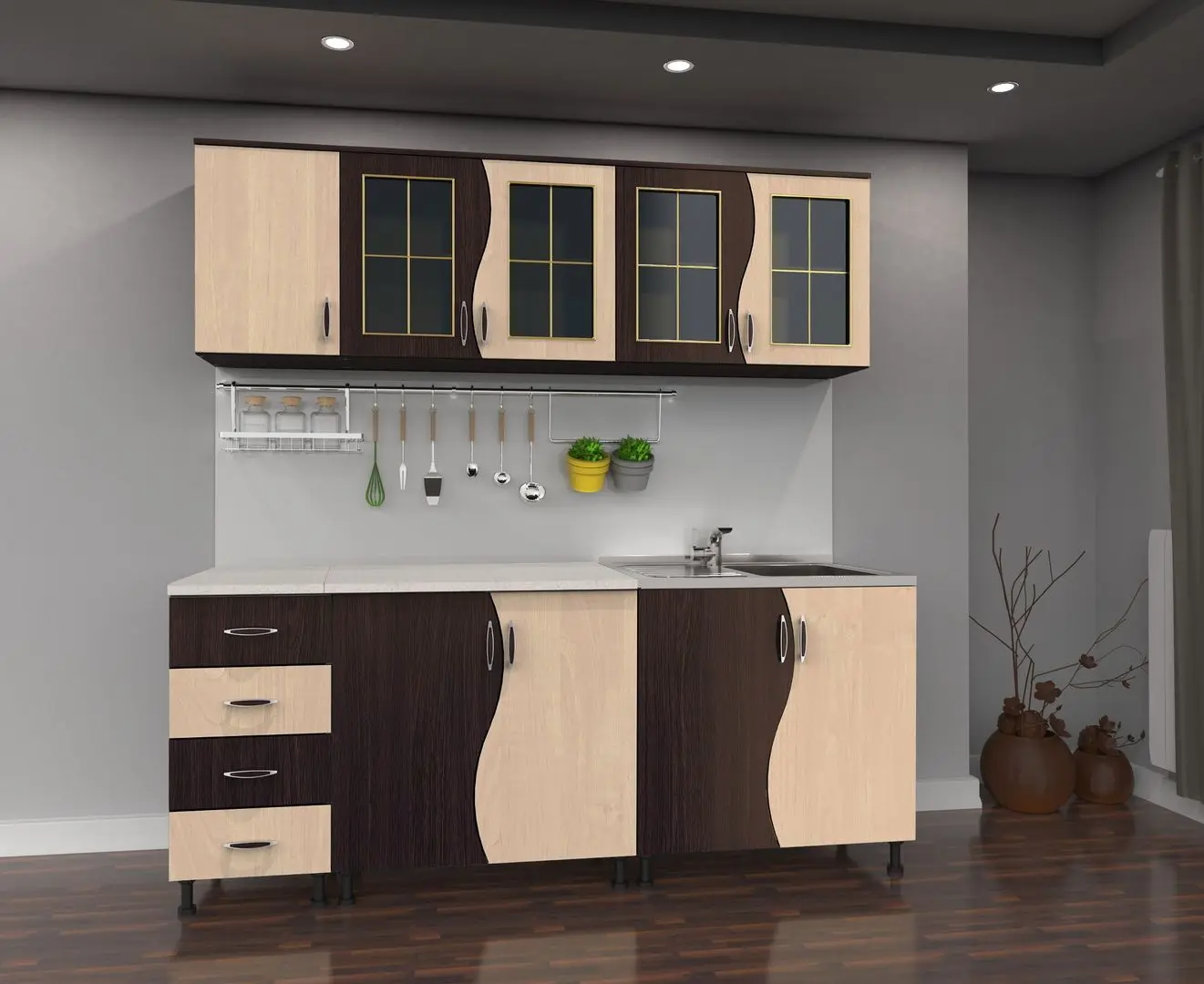 Bucatarie Marcel Prod Cip S 2m (Wenge/Birch)