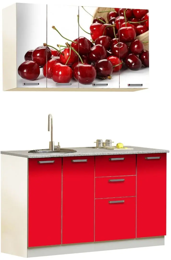 Bucatarie Marcel Prod Cirese 1.3m (White/Red)