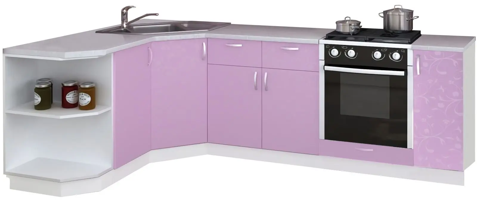 Bucatarie Marcel Prod Diana 2.3x1.5m (White/Light Purple) - 2