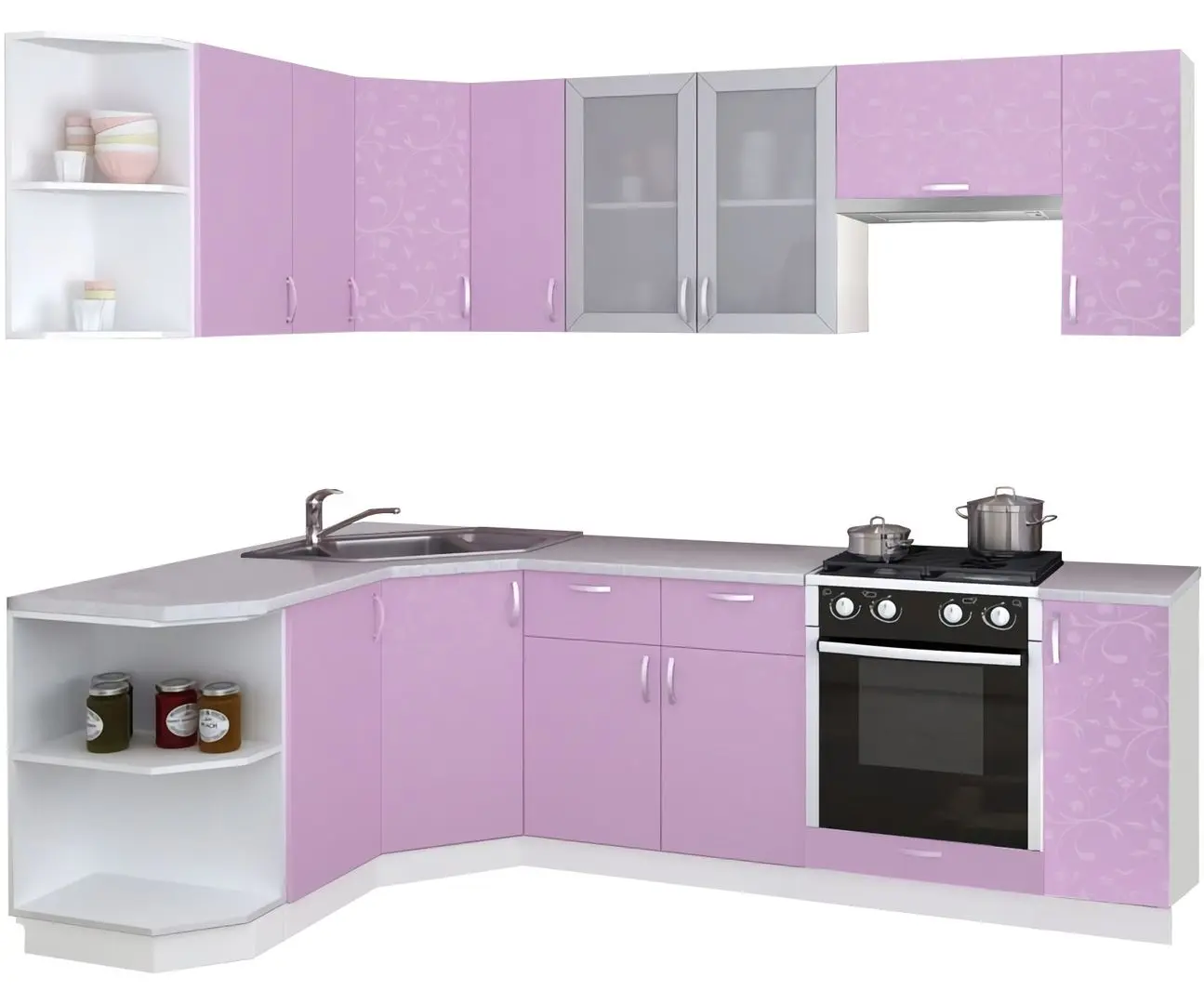 Bucatarie Marcel Prod Diana 2.3x1.5m (White/Light Purple)