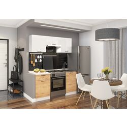 Bucatarie Marcel Prod Dusea 1.6m (White/Bunratty Oak) Thumb