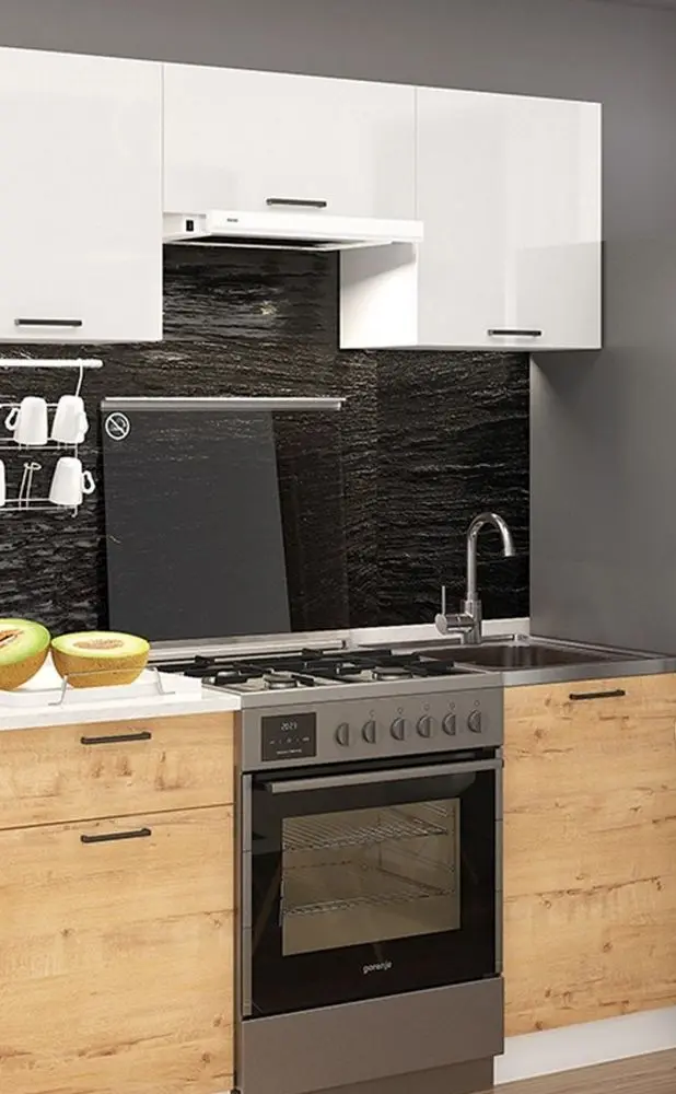 Bucatarie Marcel Prod Dusea 1.6m (White/Bunratty Oak) - 3