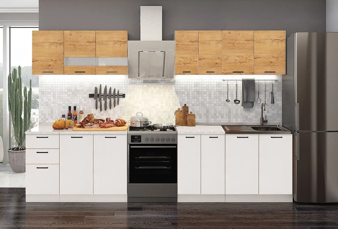 Кухня Marcel Prod Dusea RO 2.6m (Craft Oak Golden/White)