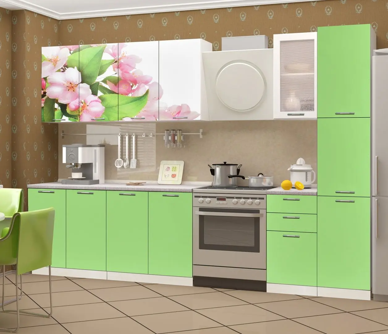 Bucatarie Marcel Prod Famp Mar 2.4m (White/Green)