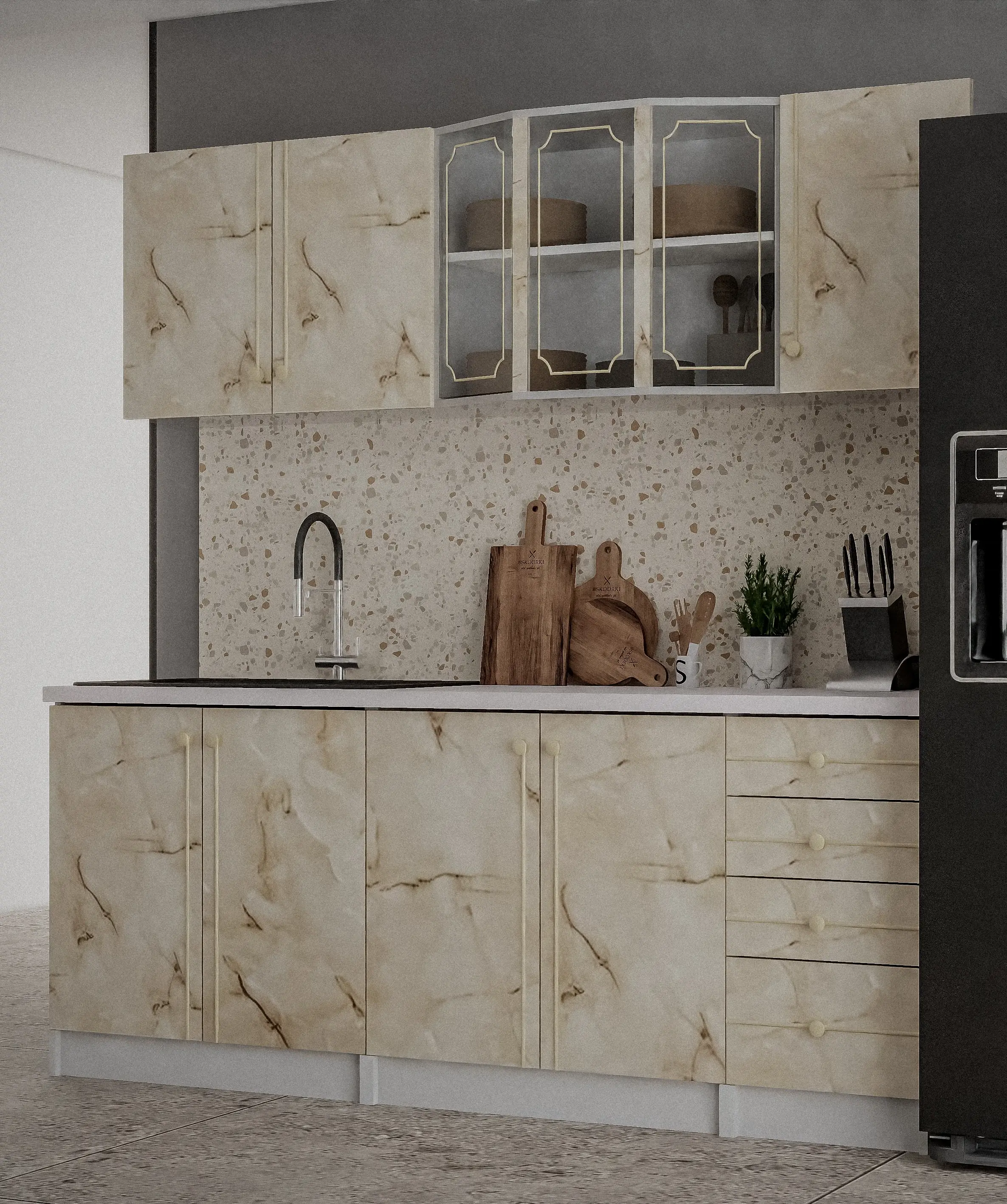Bucatarie Marcel Prod Karina 2m (Marble/White)