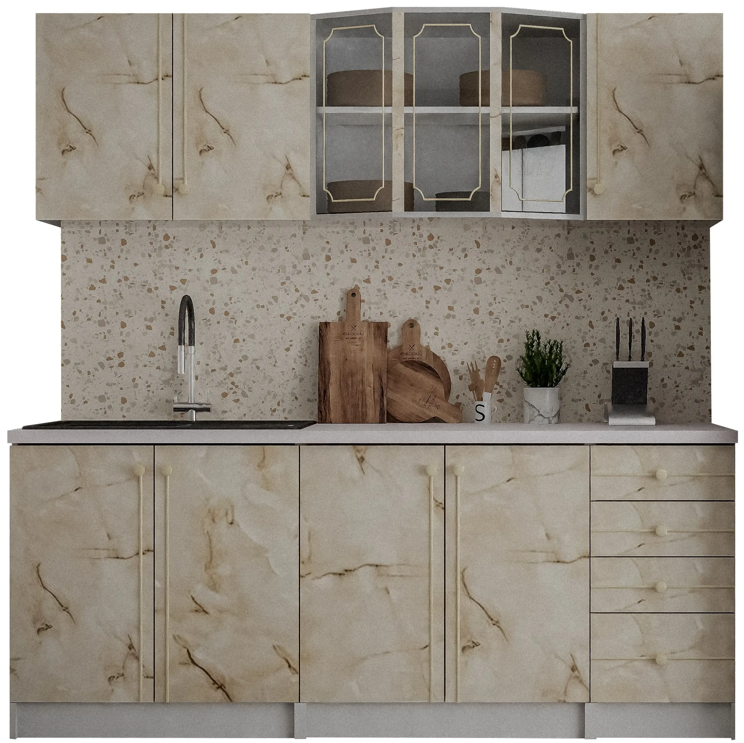 Bucatarie Marcel Prod Karina 2m (Marble/White)