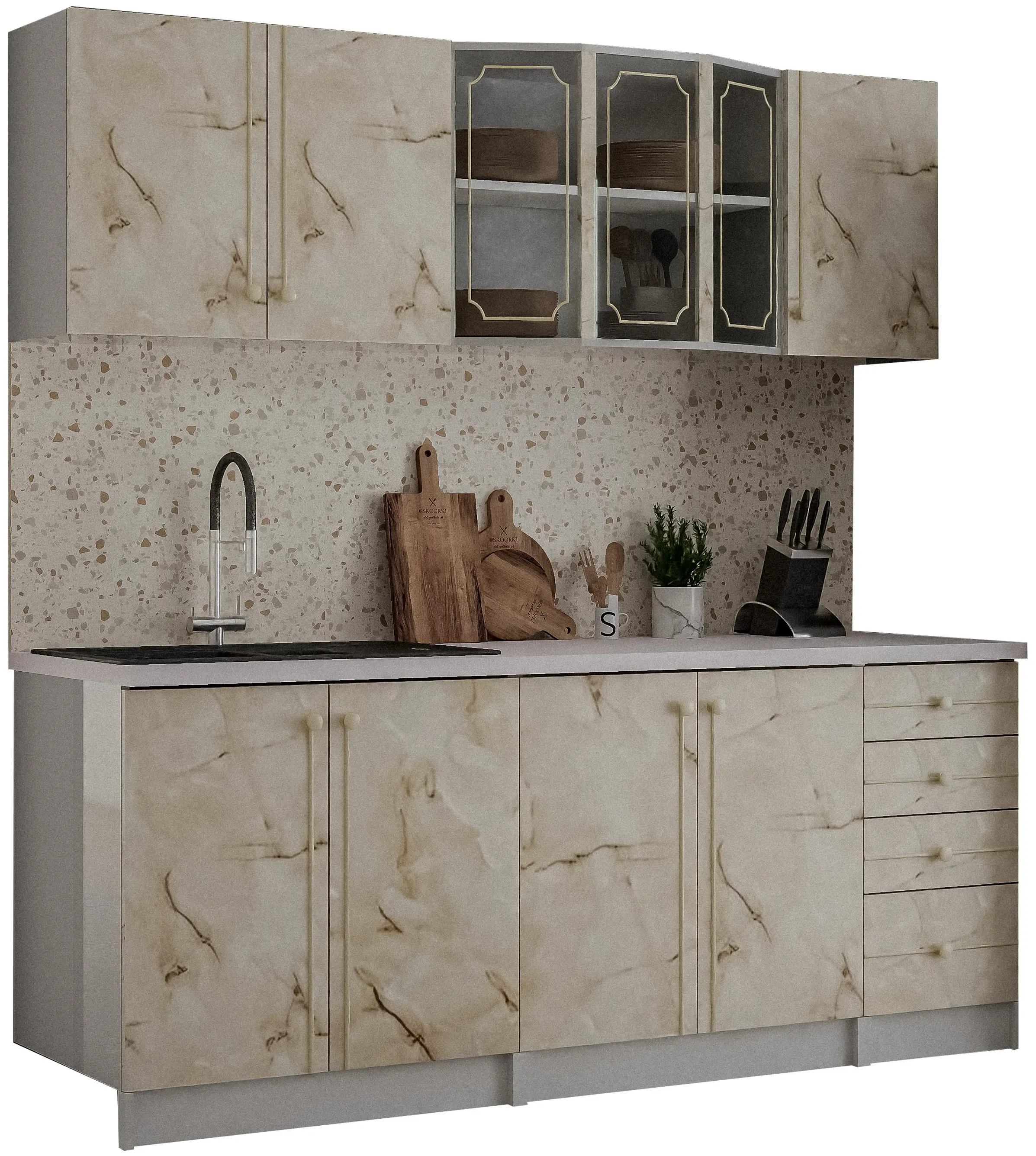 Bucatarie Marcel Prod Karina 2m (Marble/White)
