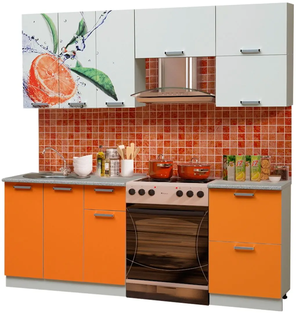 Кухня Marcel Prod Portocala 2.0м (White/Orange)