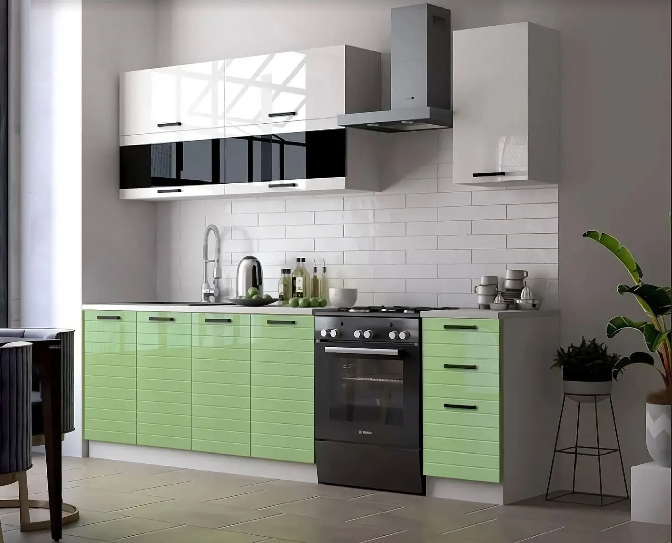 Bucatarie Marcel Prod Tehno-3 2m (White/Green)