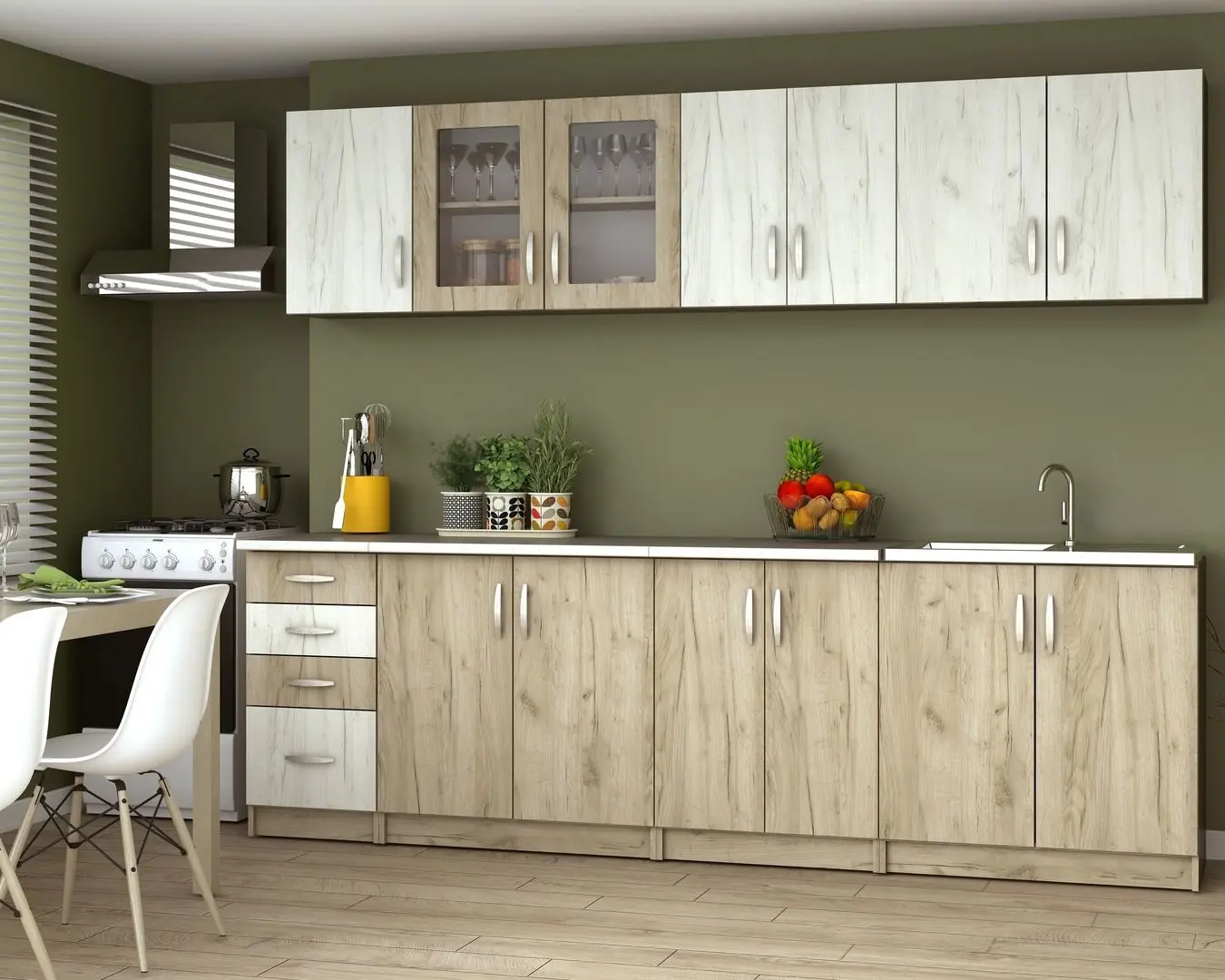 Кухня Marcel Prod Venus 2.6м (Craft Oak White/Craft Oak Grey/Wenge)