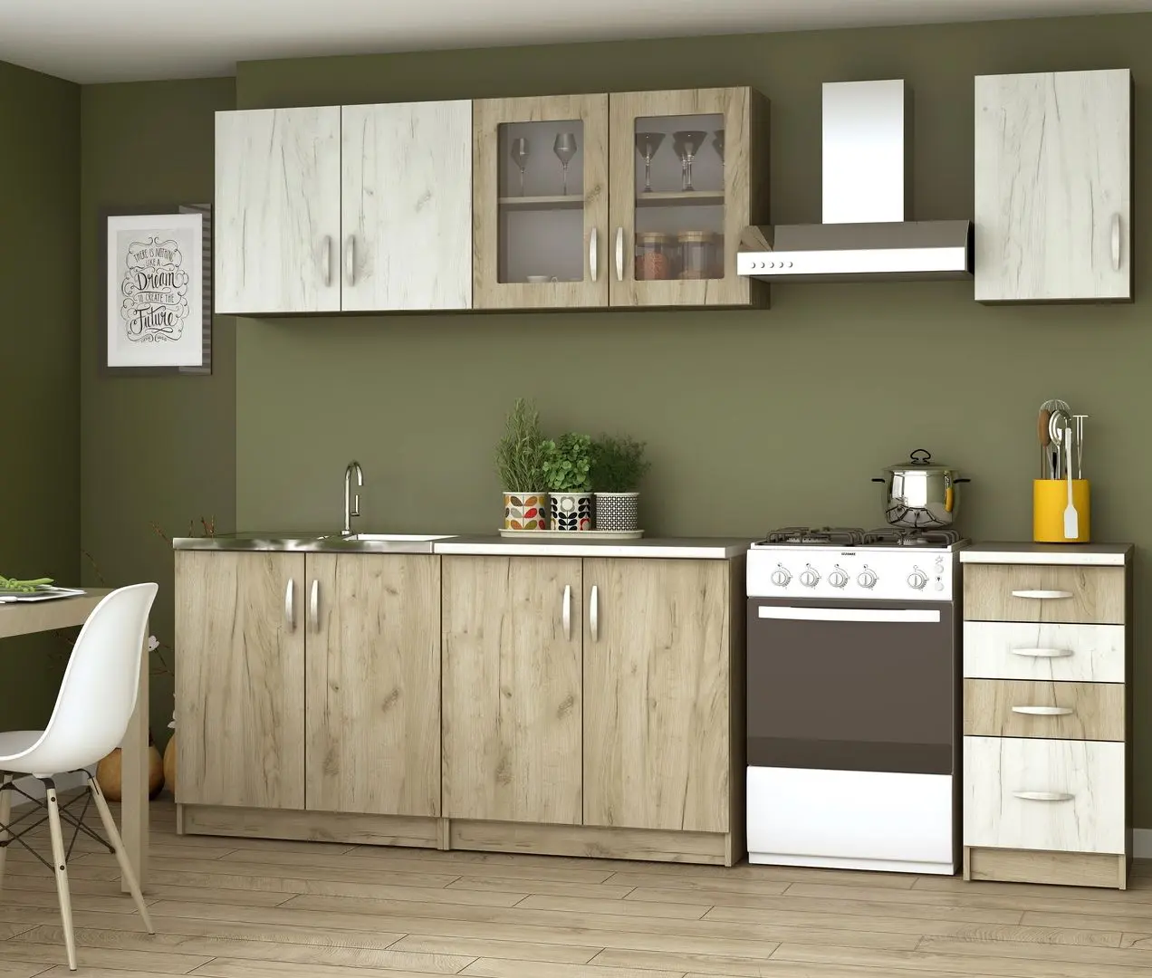 Кухня Marcel Prod Venus RO 2m (Craft Oak White/Craft Oak Gray)