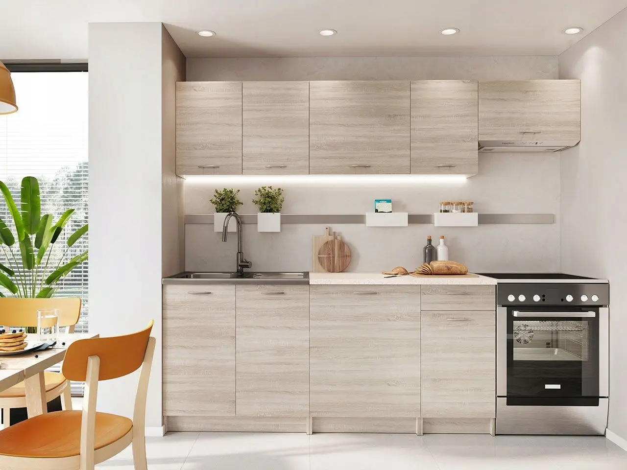 Bucatarie Mirjan24 Elena/Mela 1.8/2.4 (Sonoma Oak/Petra Beige) - 3