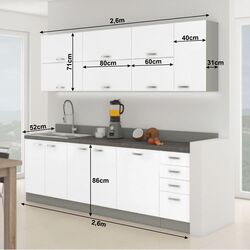 Bucatarie modulara Tempo Kondela Prado (White/Gray) Thumb
