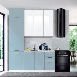 Bucatarie Modern Bono H110 1.8m (White/Blue/White Gloss)