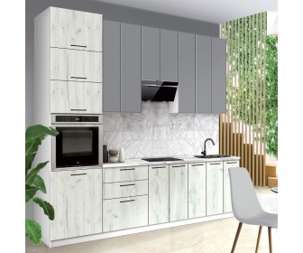 Кухня Modern Bono H110 2.7m (White/Craft white oak/Slate Gray)